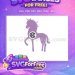 Free Lavender Unicorn Monogram Free Initial ABC Design Free SVG - Instant Download