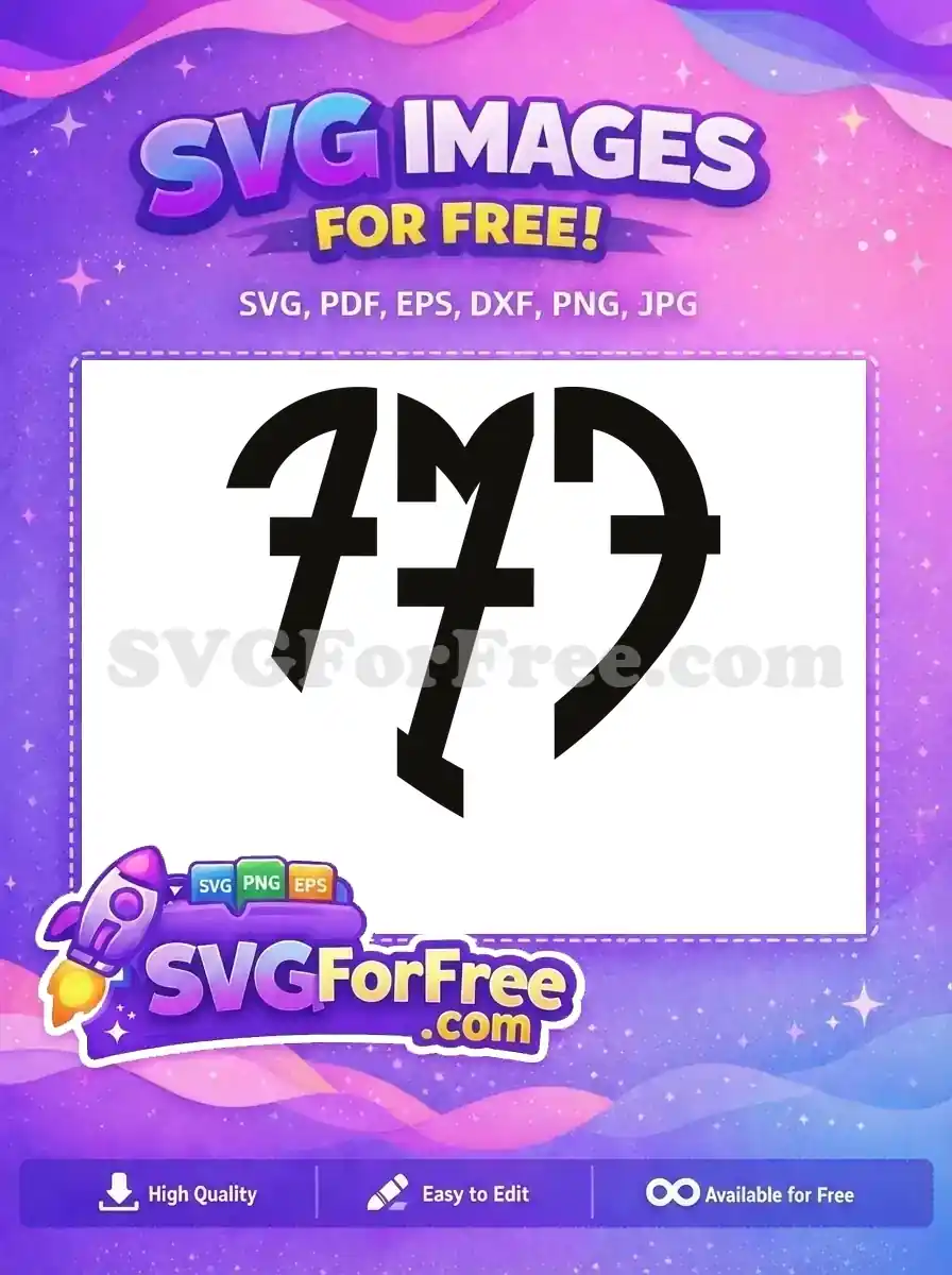 Free Number 777 Black Free Lucky Symbol Free SVG