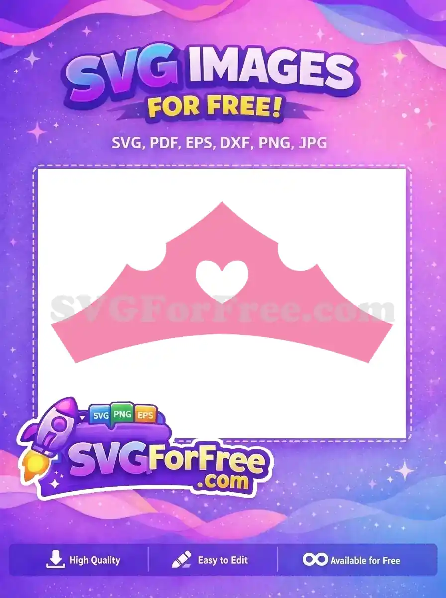 Free Pink Princess Crown Free Heart Detail Birthday Free SVG