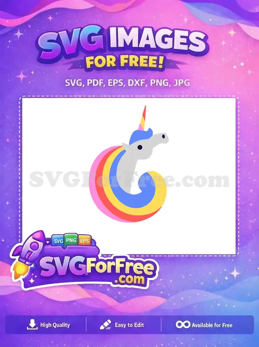 Free Colorful Mane Free Striped Horn Unicorn Free SVG