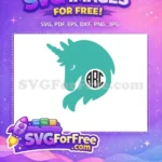 Free Turquoise Unicorn Monogram Free ABC Initials Design Free SVG - Instant Download