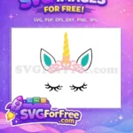 Free Teal Ears Free Pink Crown Unicorn Free SVG - Instant Download