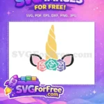 Free Floral Crown Free Golden Horn Unicorn Free SVG - Instant Download
