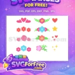 Free Pink Hearts Free Floral Bouquet Unicorn Free SVG - Instant Download