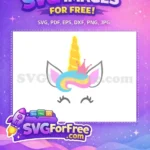 Free Eyelash Unicorn Free Crown Colorful Character Free SVG - Instant Download
