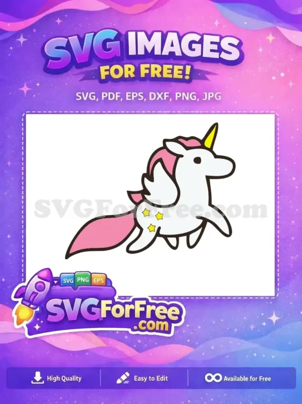 Free Pink Mane Free Yellow Stars Unicorn Free SVG