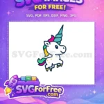 Free Colorful Mane Free Teal Horn Unicorn Stars Free SVG - Instant Download