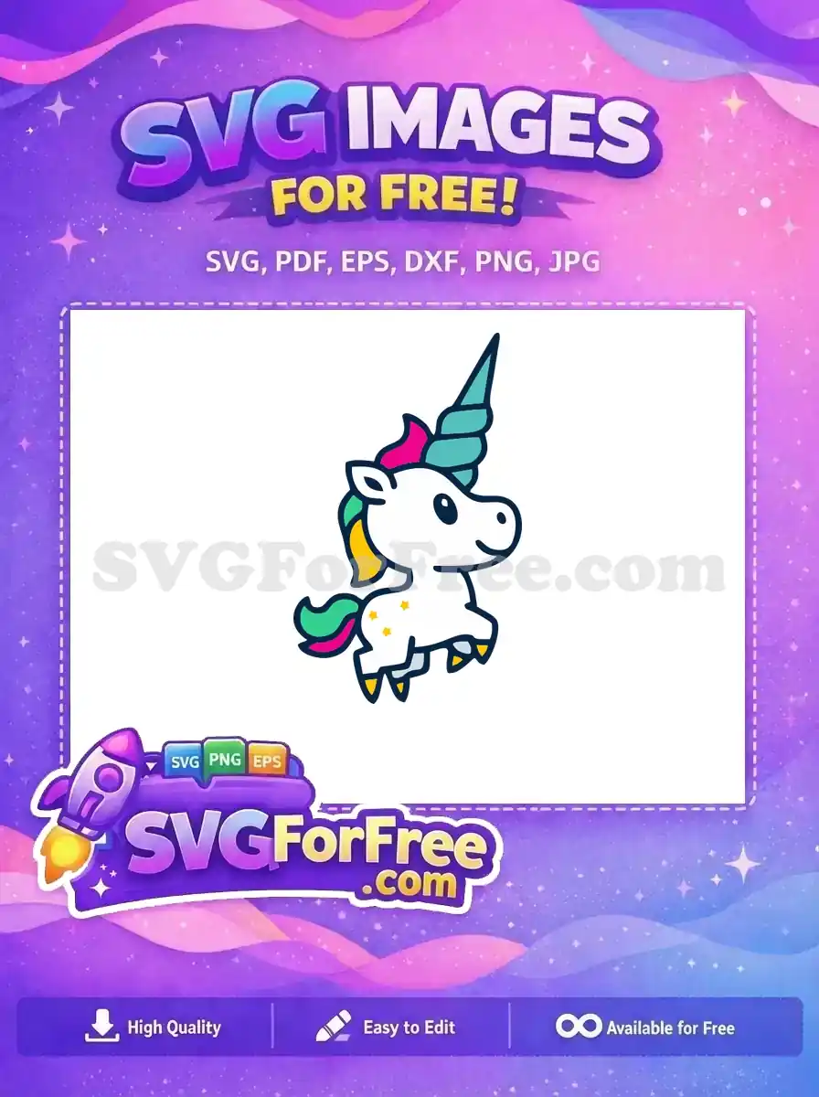 Free Colorful Mane Free Teal Horn Unicorn Stars Free SVG