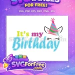 Free Striped Hat Free Eyelash Unicorn Birthday Free SVG - Instant Download