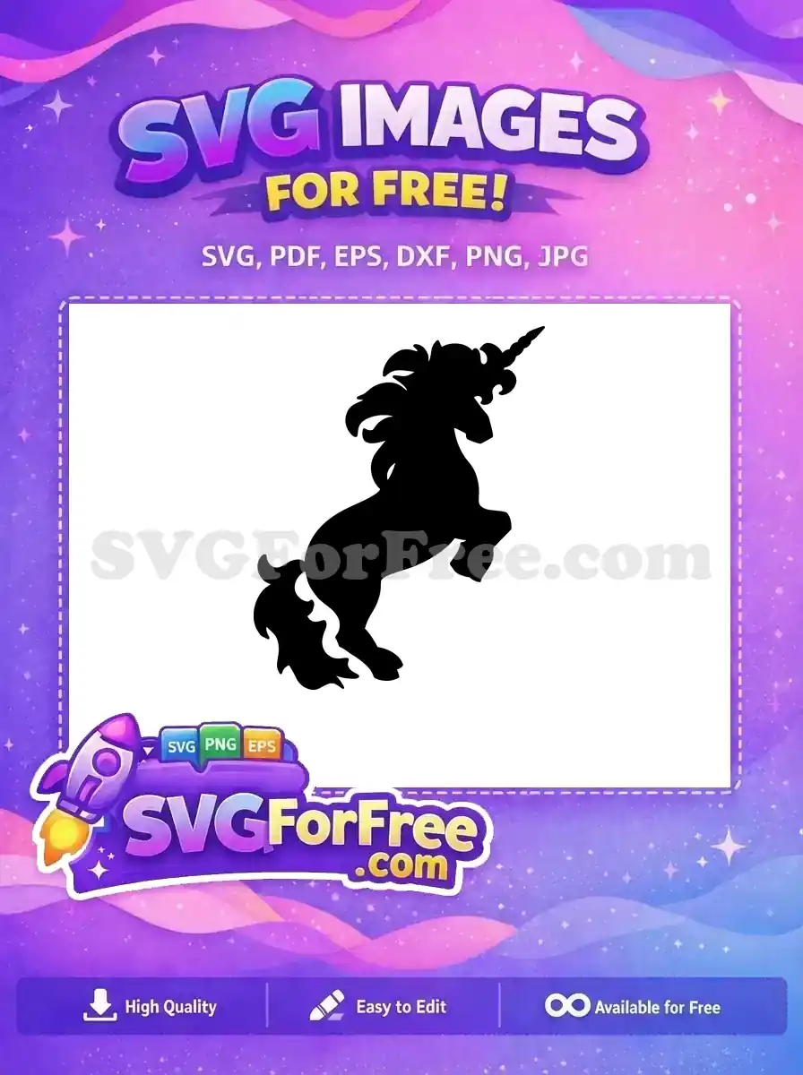Free Majestic Mane Free Spirited Unicorn Silhouette Free SVG