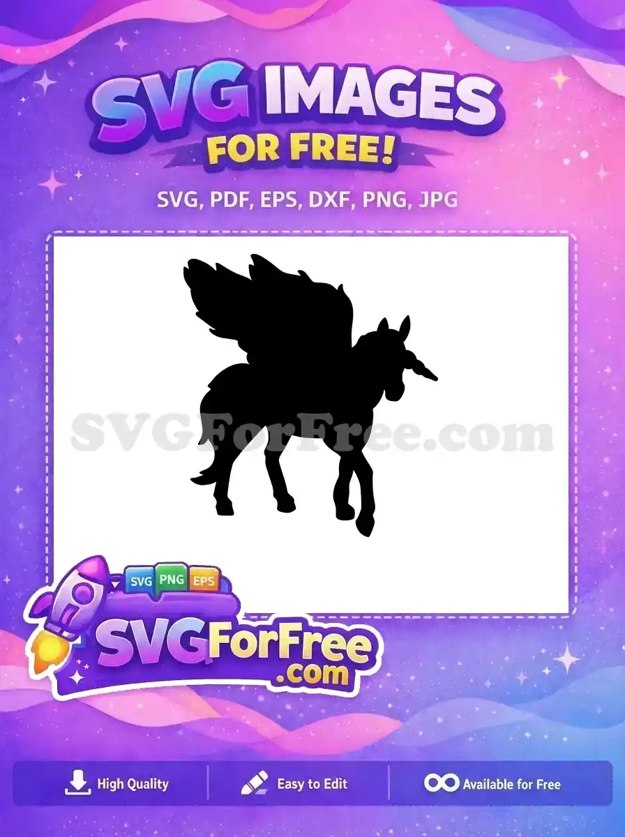 Free Winged Unicorn Free Pegasus Silhouette Mythical Free SVG 1