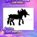 Free Silhouette Unicorn Free Mane Design Cartoon Free SVG - Instant Download