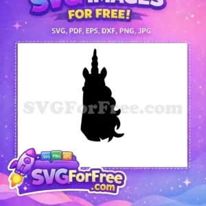 Free Black Silhouette Free Detailed Mane Unicorn Free SVG