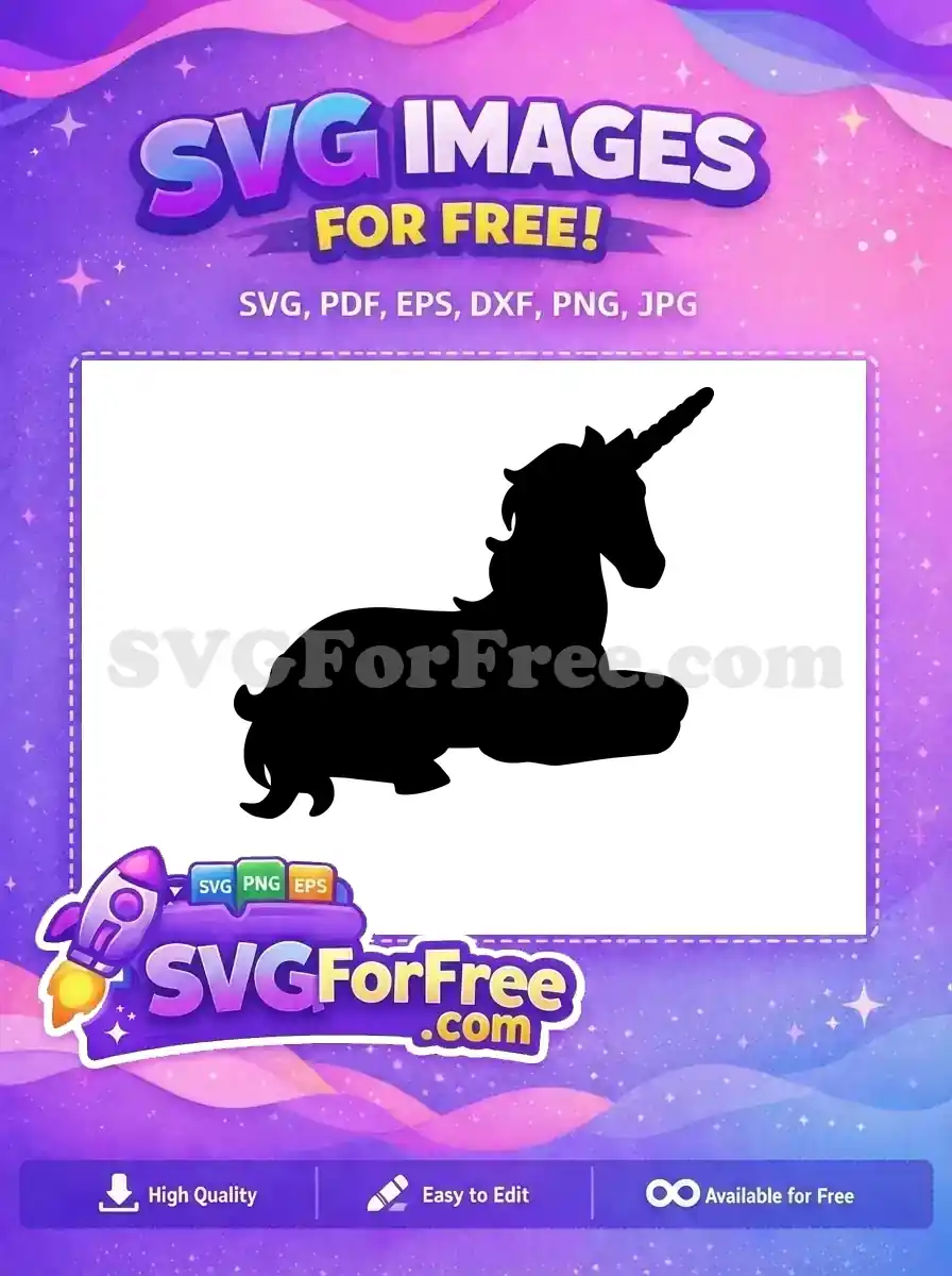 Free Reclining Unicorn Free Silhouette Magical Creature Free SVG 1