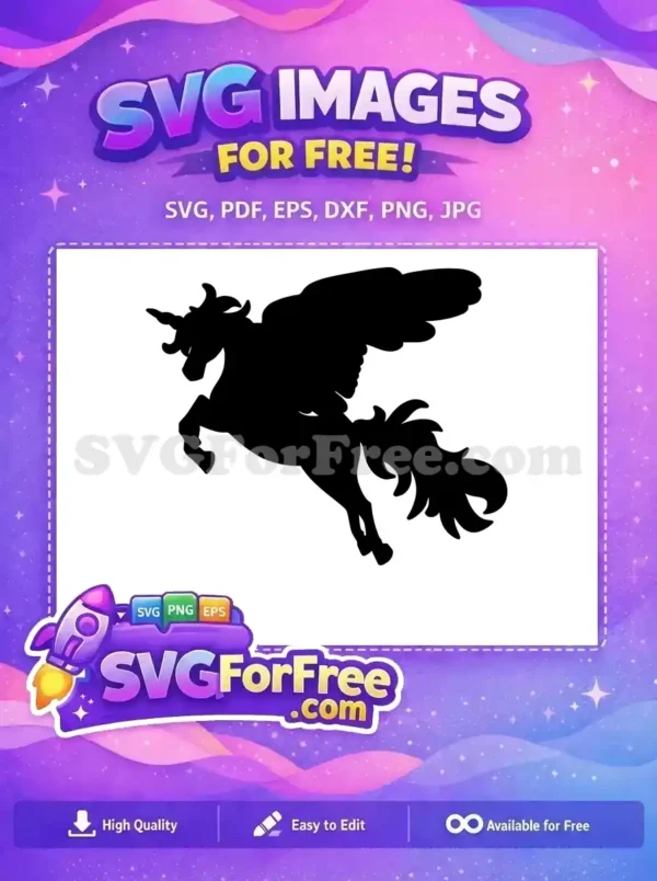 Free Silhouette Unicorn Free Pegasus Wings Magical Free SVG