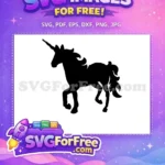 Free Flowing Mane Free Curled Tail Unicorn Silhouette Free SVG - Instant Download
