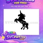 Free Rearing Pose Free Black Silhouette Unicorn Free SVG - Instant Download
