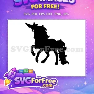 Free Black Silhouette Free Majestic Mane Unicorn Free SVG