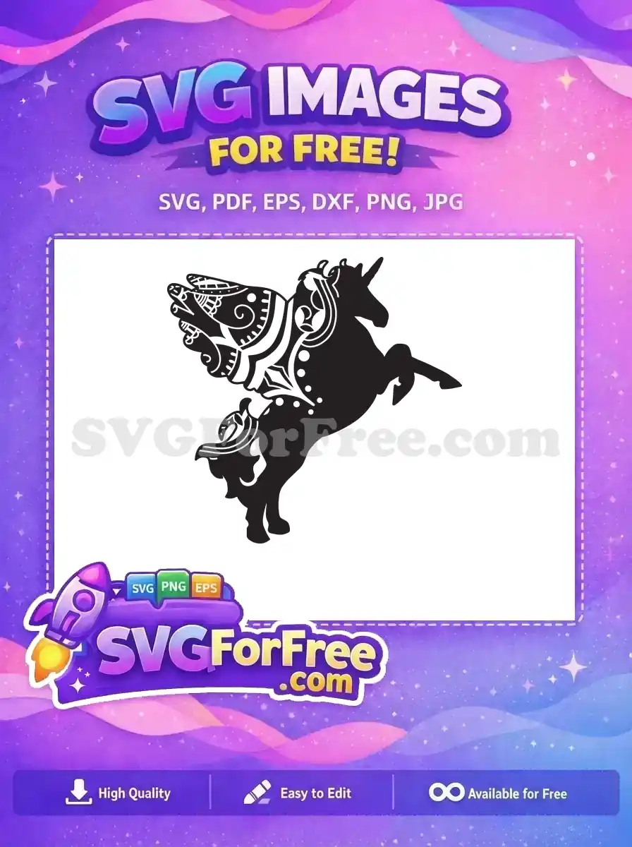 Free Detailed Wings Free Prancing Pose Unicorn Free SVG