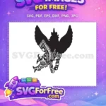 Free Floral Winged Pegasus Free Line Art Silhouette Free SVG - Instant Download