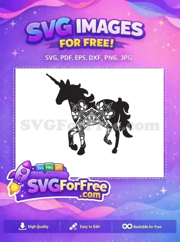 Free Mandala Pattern Free Detailed Horse Unicorn Free SVG