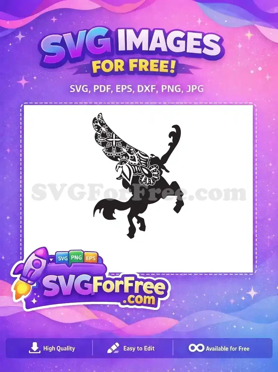 Free Flowing Mane Free Floral Adornment Unicorn Free SVG