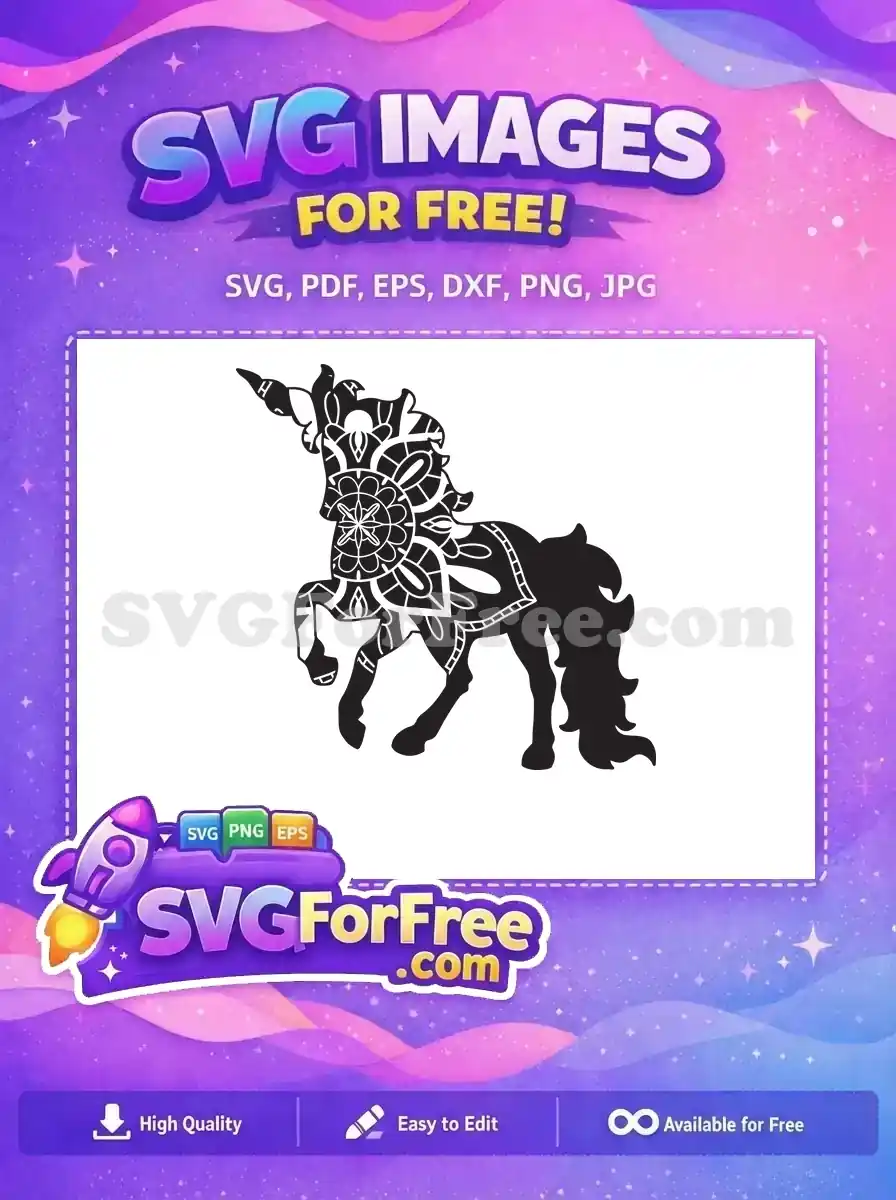 Free Floral Mane Free Intricate Body Unicorn Free SVG