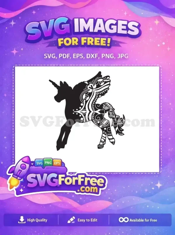 Free Intricate Horn Free Detailed Wings Unicorn Free SVG