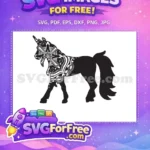 Free Floral Mane Free Intricate Design Unicorn Free SVG - Instant Download