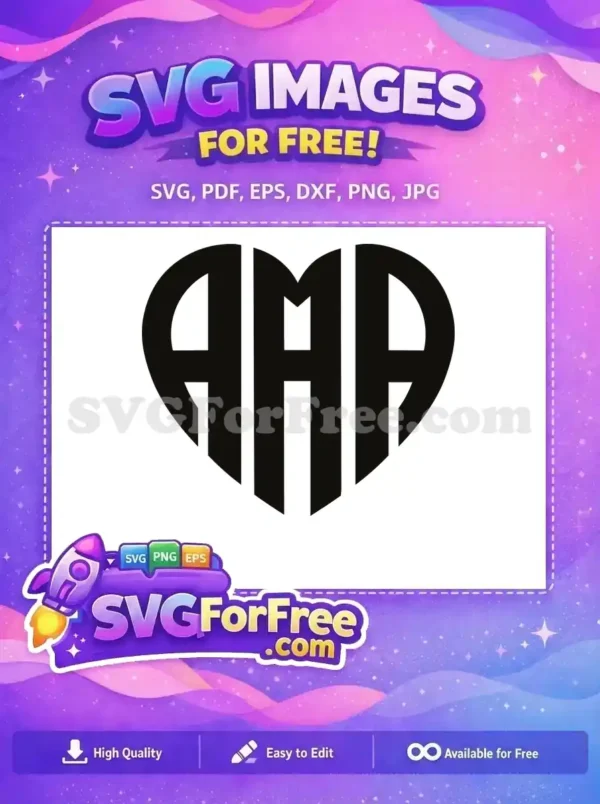 Free Monogram AAA Free Heart Initial Logo Free SVG