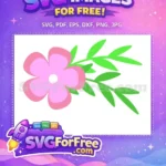 Free Pink Flower Free Green Leaves Floral Design Free SVG - Instant Download