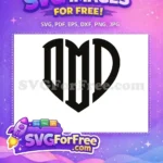 Free Black Heart Initial Free OMD Letters Monogram Free SVG - Instant Download