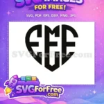 Free Initial Heart Free EME Monogram Wedding Free SVG - Instant Download