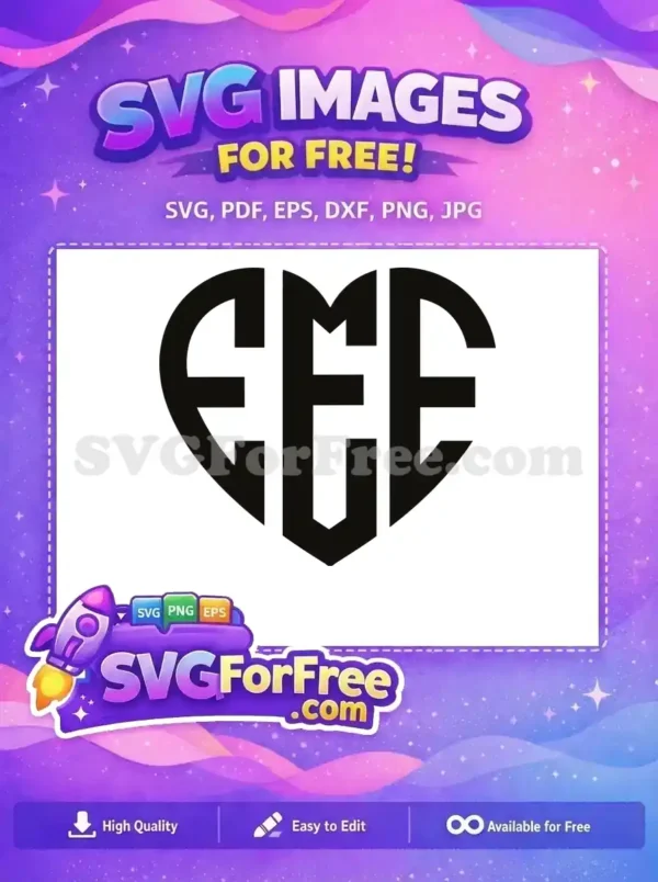 Free Initial Heart Free EME Monogram Wedding Free SVG