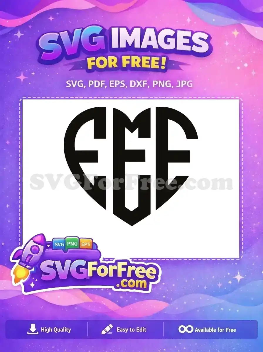 Free Initial Heart Free EME Monogram Wedding Free SVG