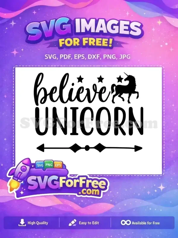 Free Believe Stars Free Unicorn Silhouette Free SVG