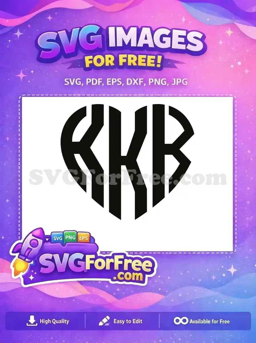 Free Heart Monogram Free KKB Letters Initials Free SVG