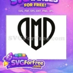 Free Heart Initial Free Monogram Modern Free SVG - Instant Download