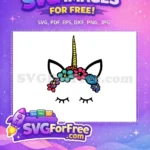 Free Colorful Flower Crown Free Eyelash Unicorn Free SVG 1 - Instant Download