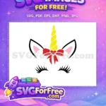 Free Eyelash Detail Free Red Bow Cute Unicorn Free SVG - Instant Download