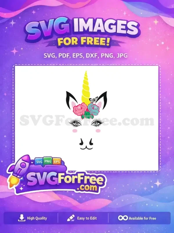 Free Eyelash Unicorn Free Butterfly Roses Unicorn Free SVG