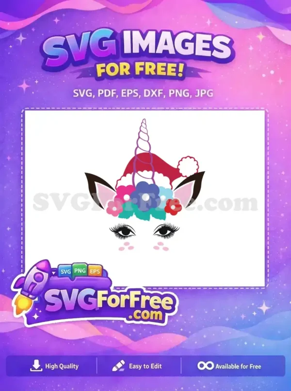 Free Santa Hat Free Colorful Flowers Unicorn Free SVG