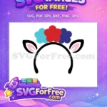 Free Black Ears Free Colorful Flowers Headdress Unicorn Free SVG - Instant Download