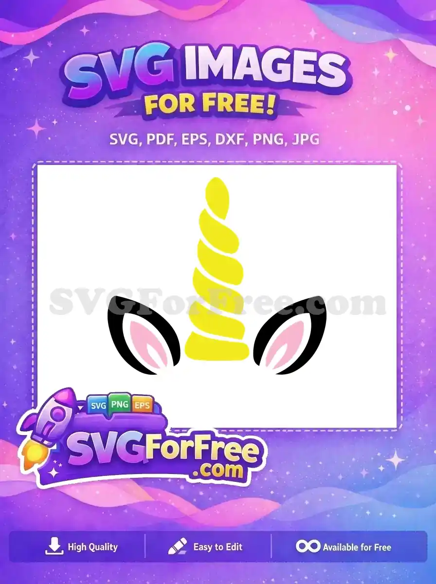 Free Yellow Horn Free Pink Ears Unicorn Free SVG
