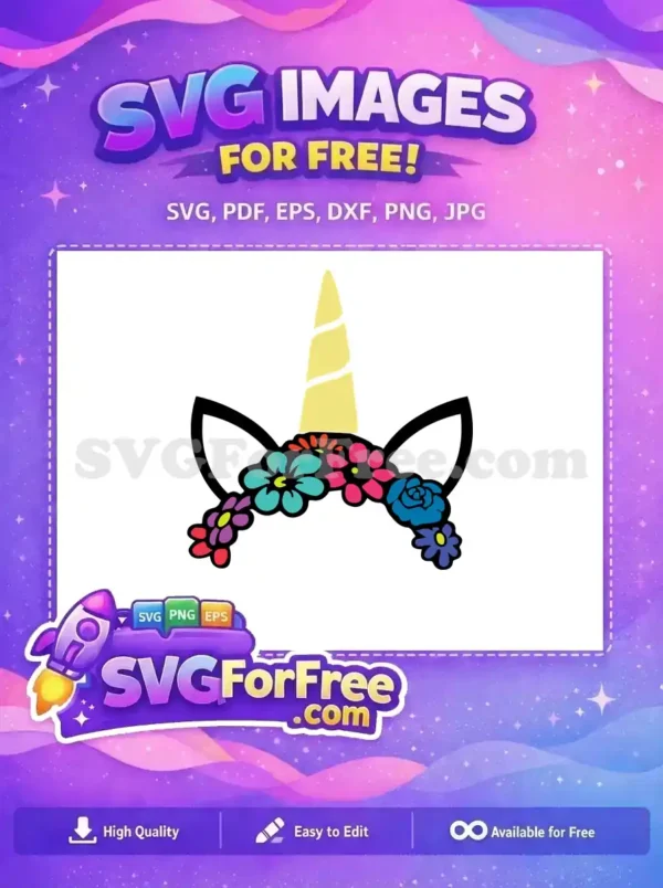 Free Floral Crown Free Yellow Horn Unicorn Birthday Free SVG