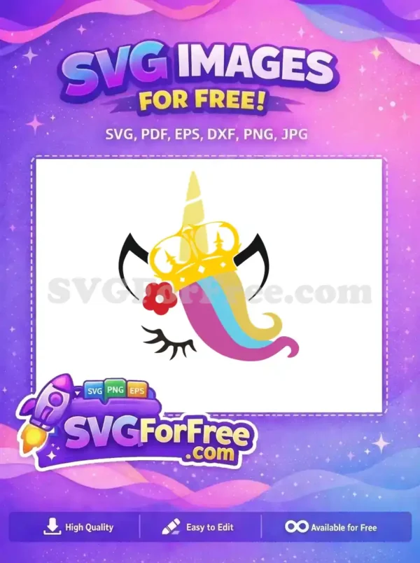Free Crowned Unicorn Free Flower Detail Magical Free SVG