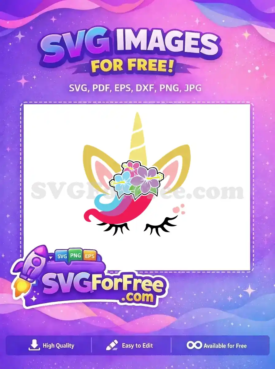 Free Hibiscus Flowers Free Colorful Mane Unicorn Free SVG