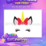Free Black Eyelashes Free Red Bow Unicorn Free SVG - Instant Download