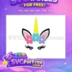 Free Eyelash Unicorn Free Floral Horn Birthday Free SVG - Instant Download