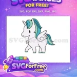 Free Teal Mane Free Star Necklace Cartoon Unicorn Free SVG - Instant Download